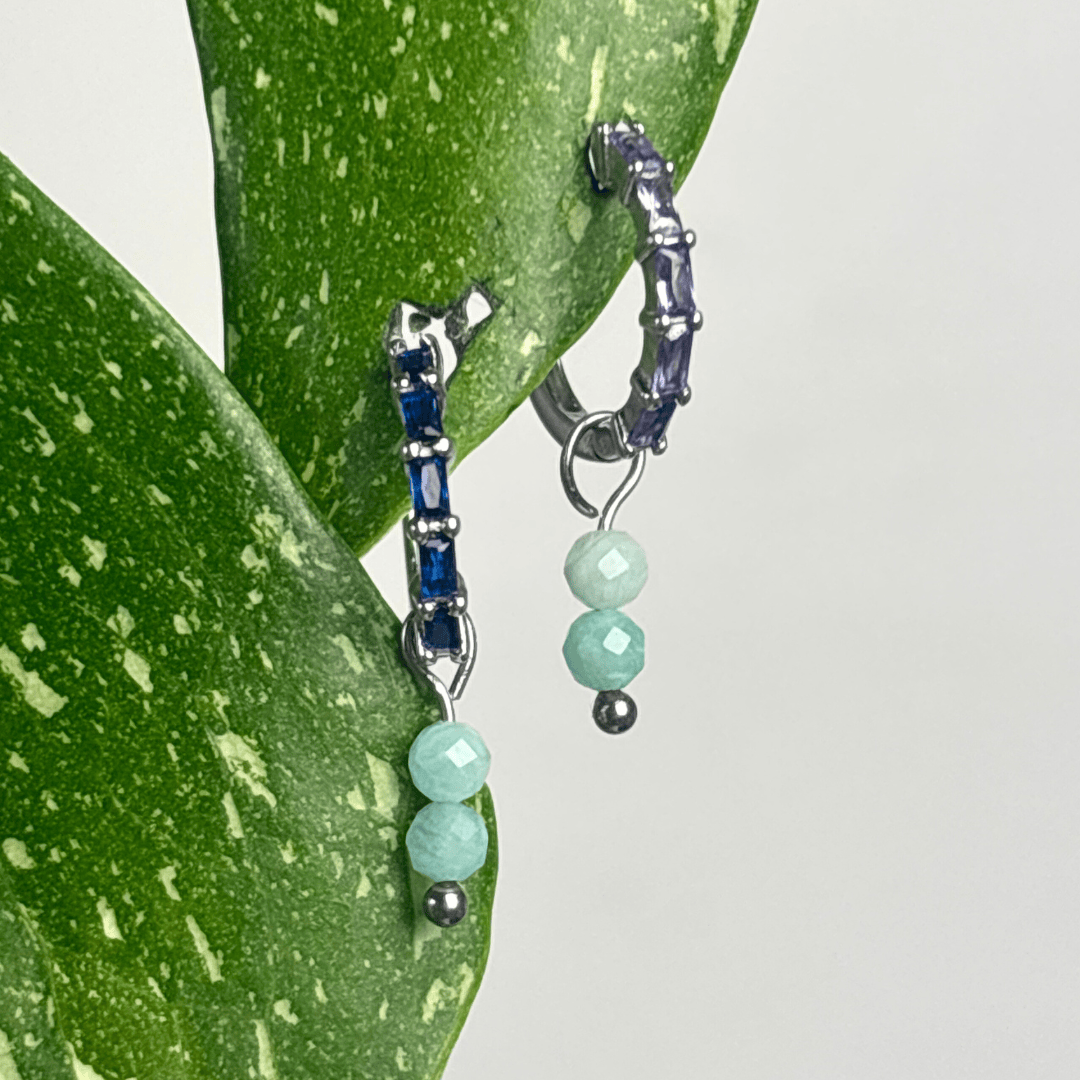 The Guide Crystals Silver Amazonite Double Dew Drop Crystal Earring Charms