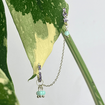 The Guide Crystals Gold | 1 PC Single Amazonite Grape Chain Earring Charm