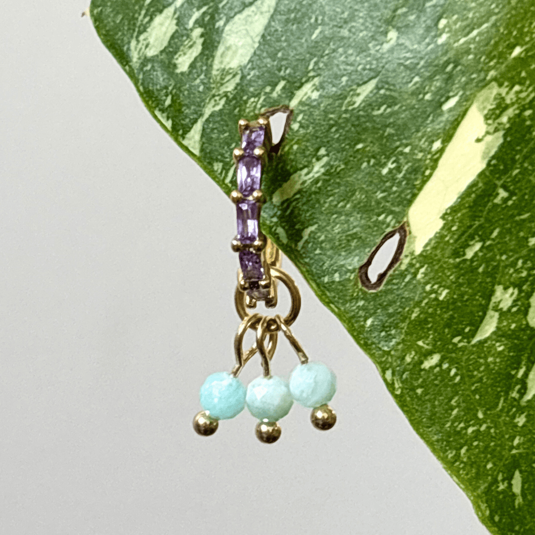 The Guide Crystals Gold | 1 PC Single Amazonite Grape Crystal Earring Charm