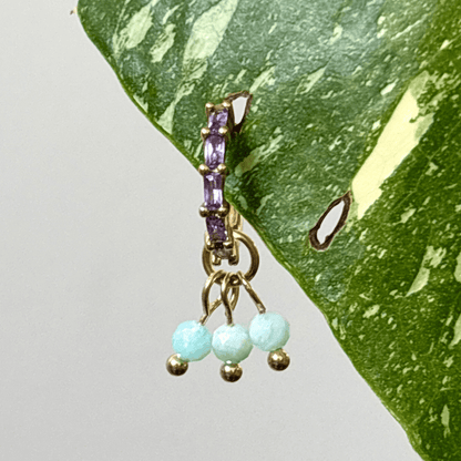 The Guide Crystals Gold | 1 PC Single Amazonite Grape Crystal Earring Charm