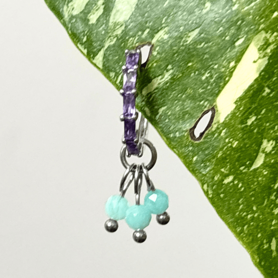 The Guide Crystals Silver | 1 PC Single Amazonite Grape Crystal Earring Charm