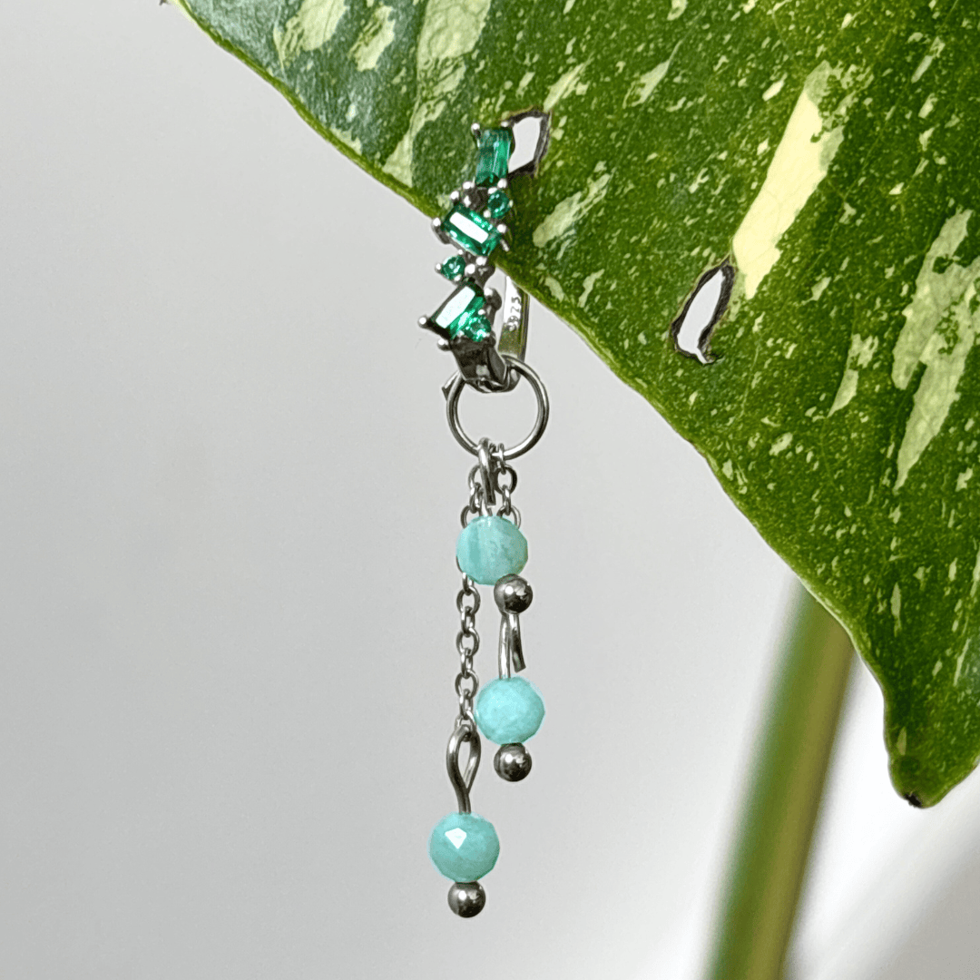 The Guide Crystals Silver | 1 PC Single Amazonite Lily of the Valley Crystal Earring Charm