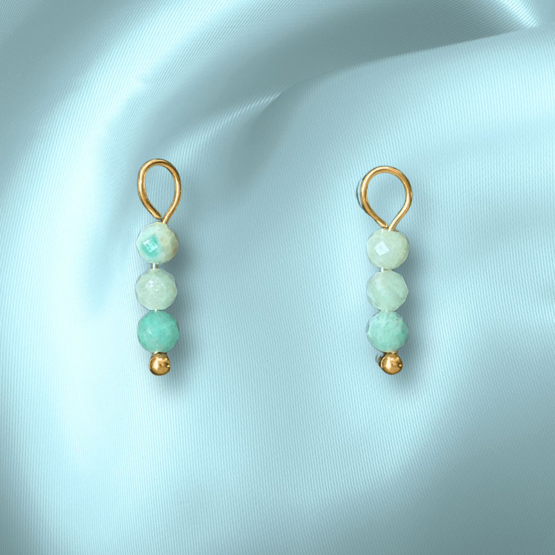 The Guide Crystals Amazonite Triple Dew Drop Crystal Earring Charms