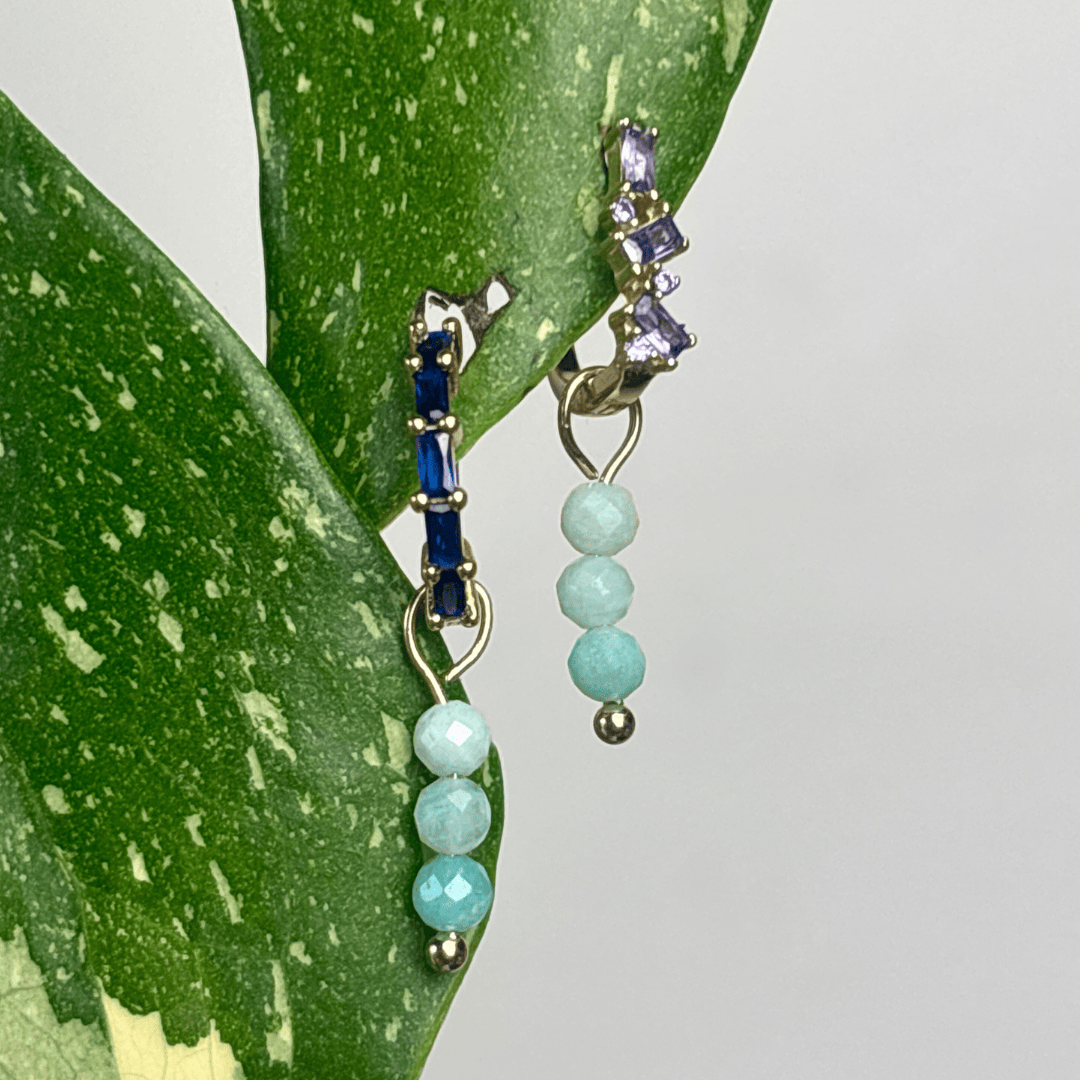 The Guide Crystals Gold Amazonite Triple Dew Drop Crystal Earring Charms