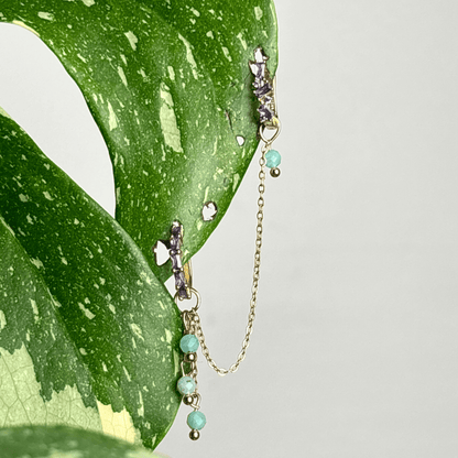 The Guide Crystals Gold | 1 PC Single Amazonite Waterfall Earring Chain