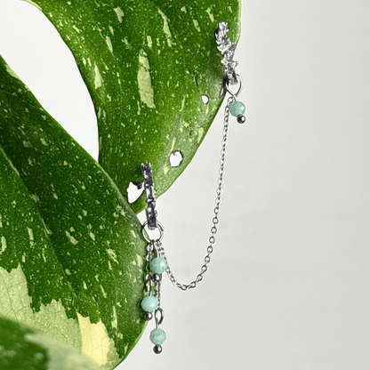 The Guide Crystals Silver | 1 PC Single Amazonite Waterfall Earring Chain