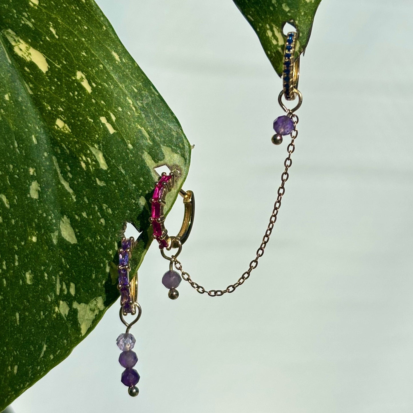 The Guide Crystals Amethyst Aphrodite Chain Crystal Earring Charm