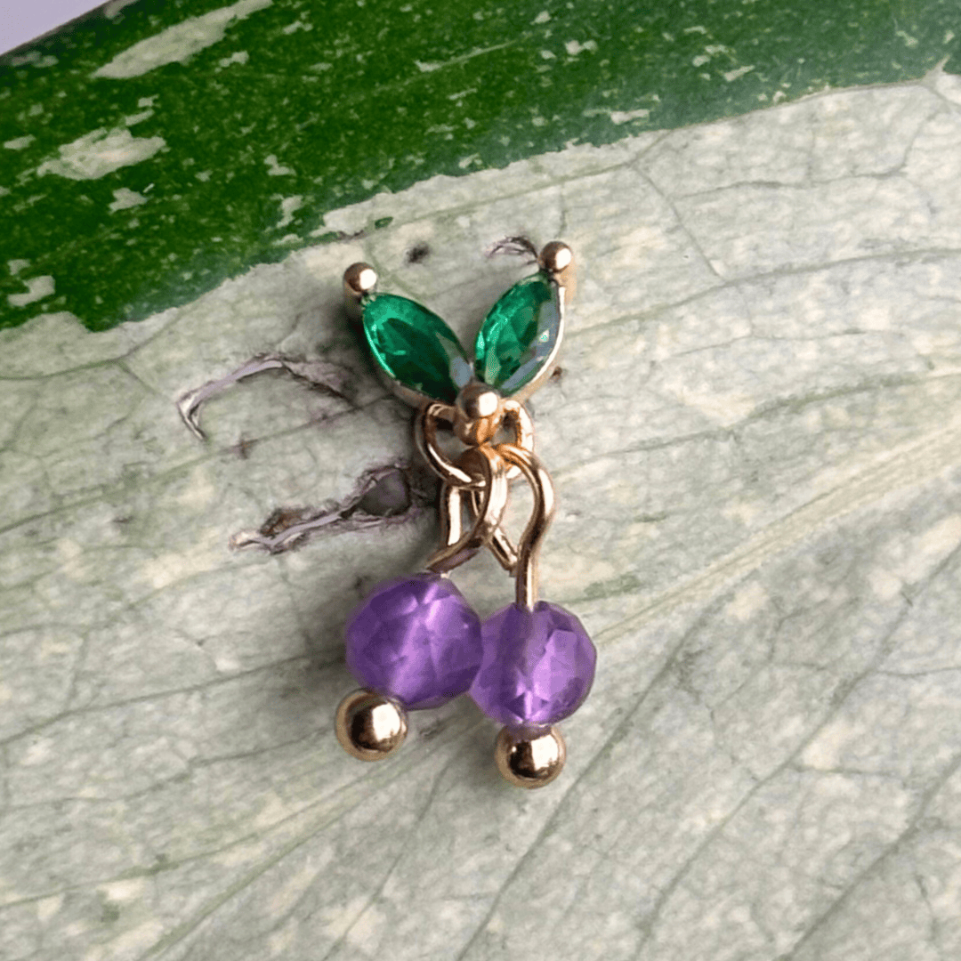 The Guide Crystals Gold | 1 PC Single Amethyst Cherry Charm for Stud Earrings
