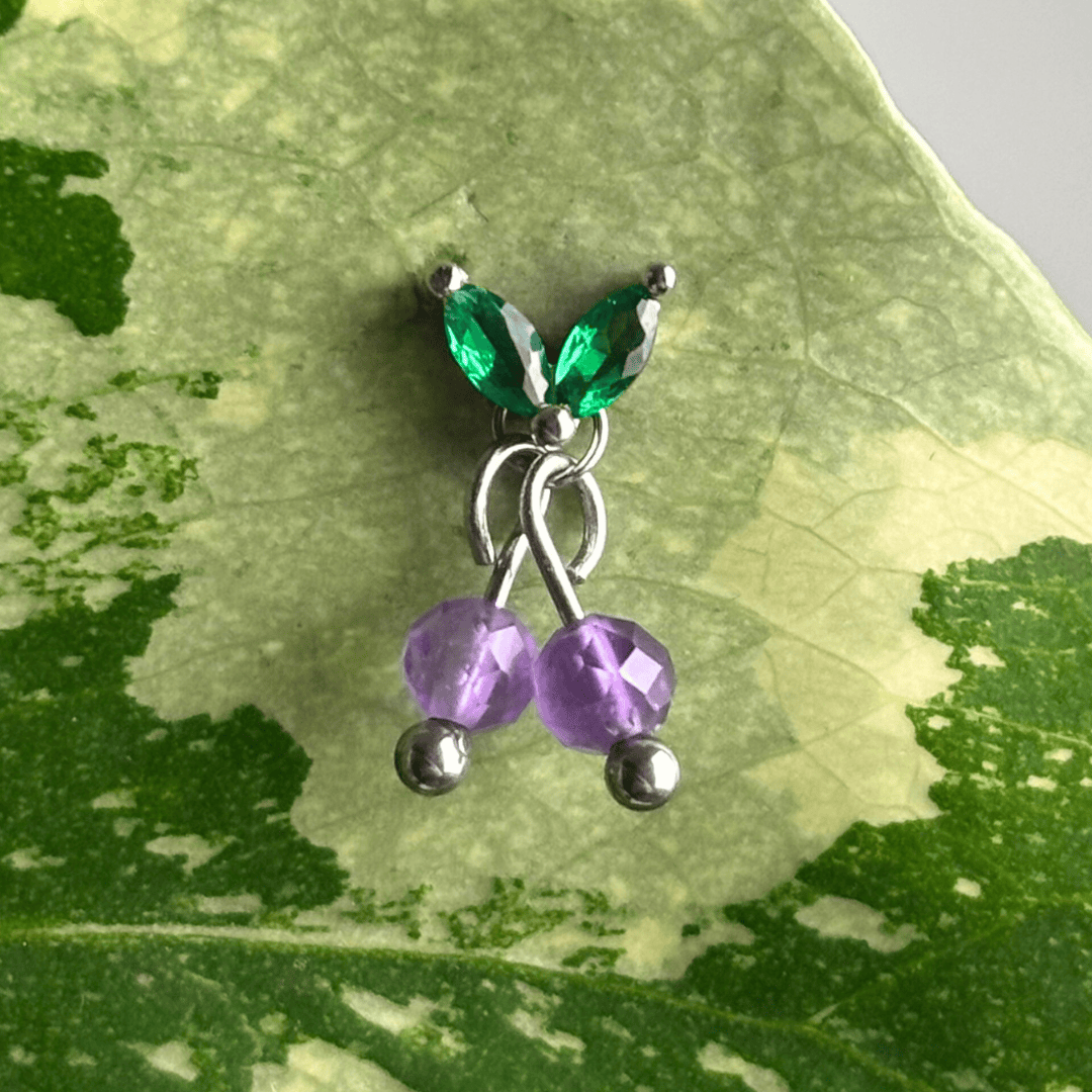 The Guide Crystals Silver | 1 PC Single Amethyst Cherry Charm for Stud Earrings