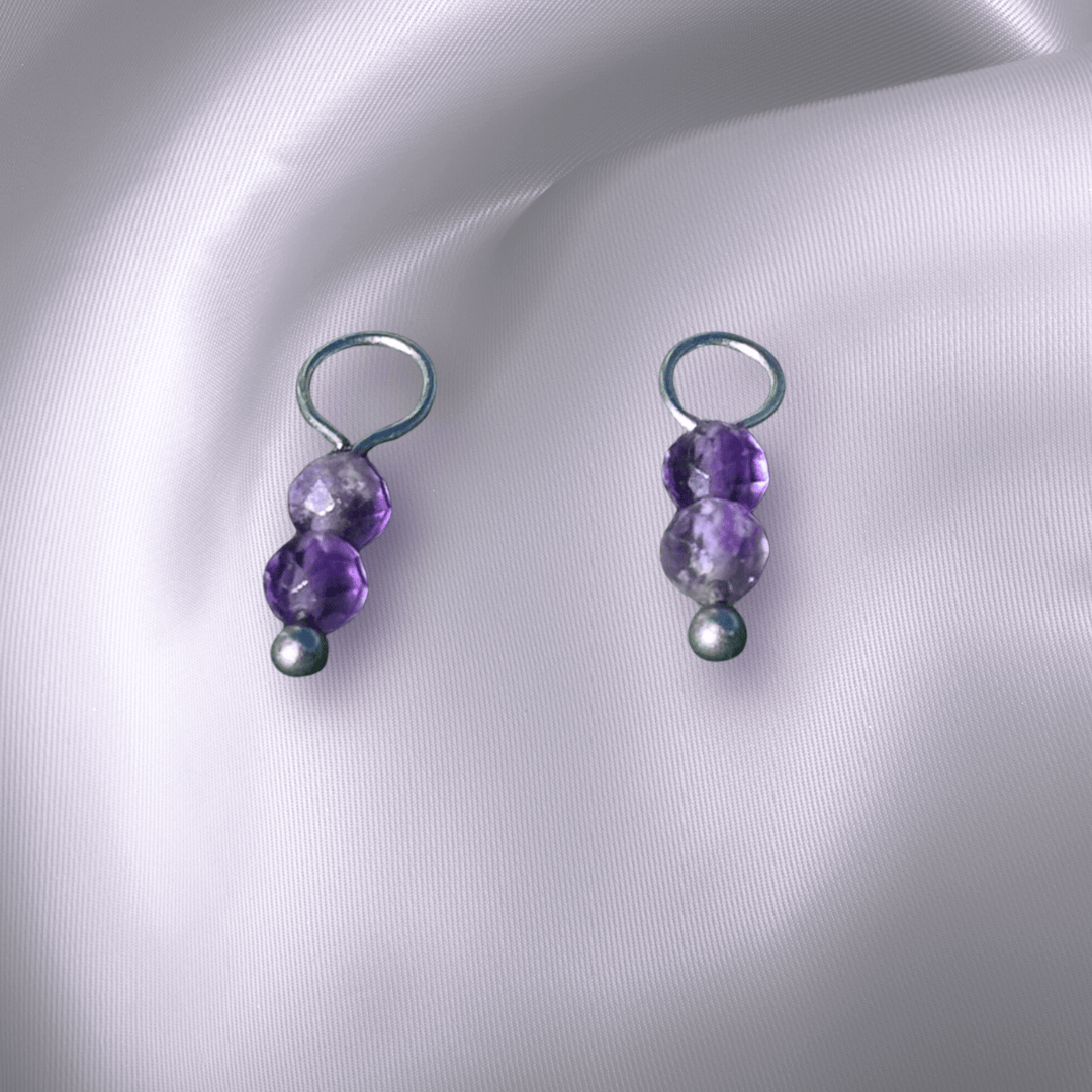 The Guide Crystals Amethyst Double Dew Drop Crystal Earring Charms