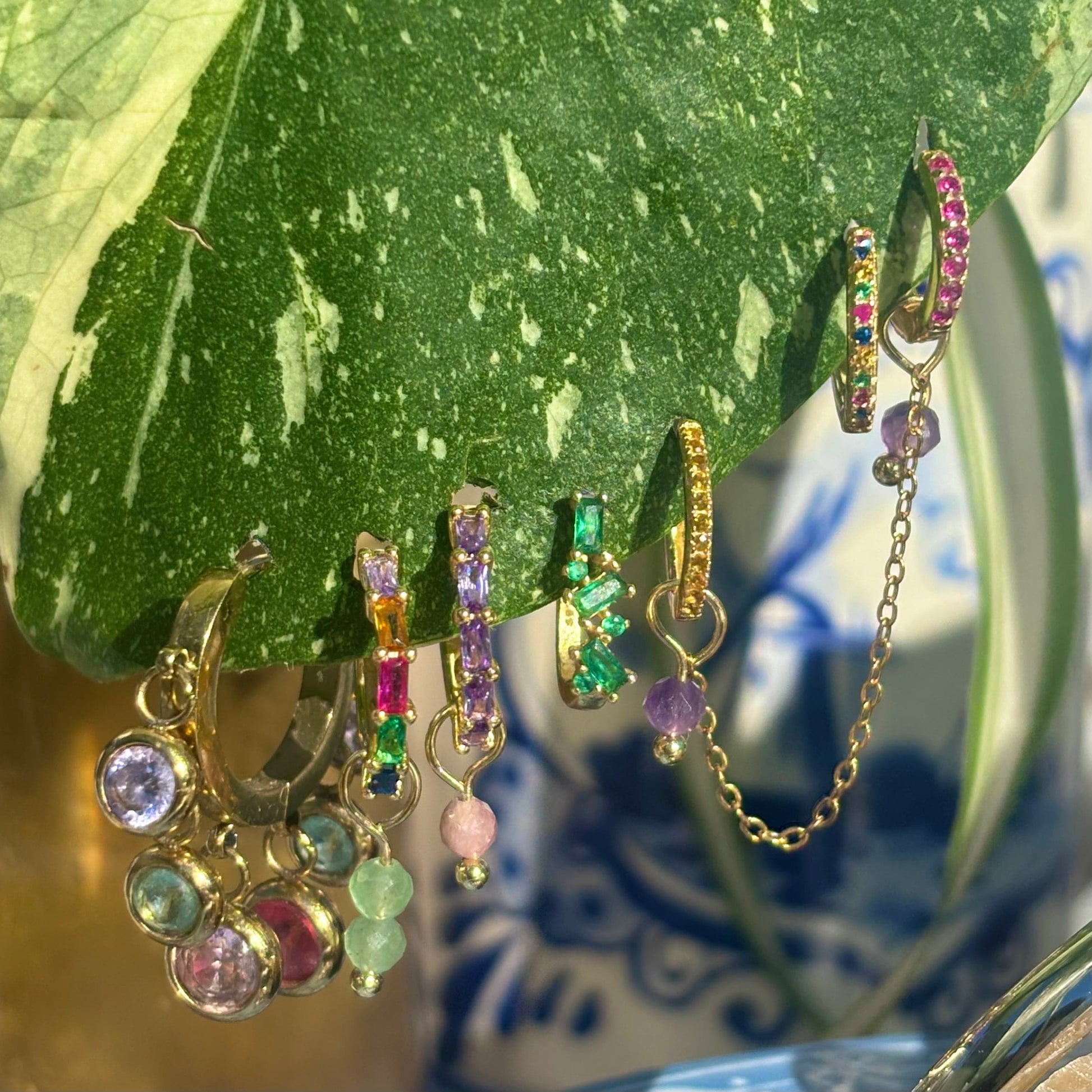 The Guide Crystals Amethyst Double Dew Drop Crystal Earring Charms