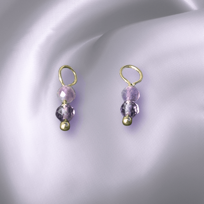 The Guide Crystals Amethyst Double Dew Drop Crystal Earring Charms