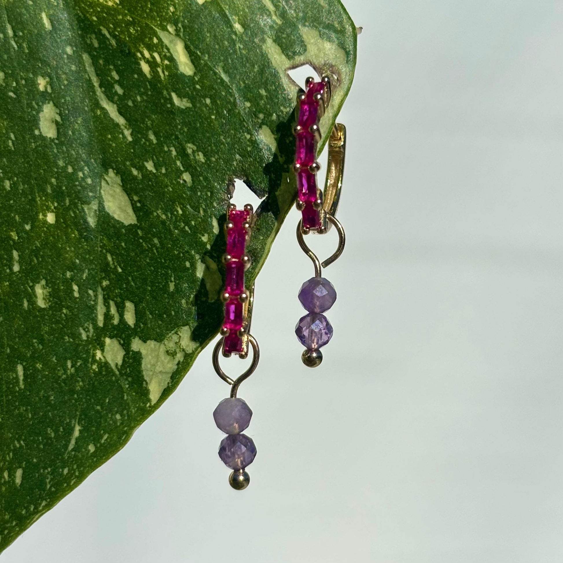 The Guide Crystals Gold Amethyst Double Dew Drop Crystal Earring Charms