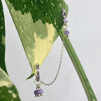 The Guide Crystals Gold | 1 PC Single Amethyst Grape Chain Earring Charm