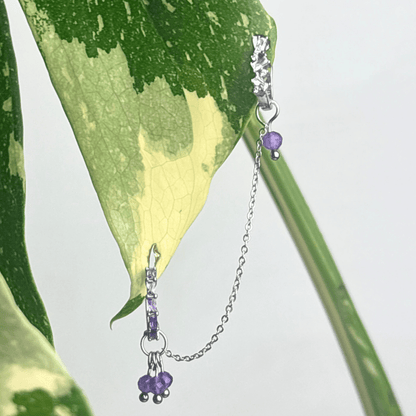 The Guide Crystals Silver | 1 PC Single Amethyst Grape Chain Earring Charm