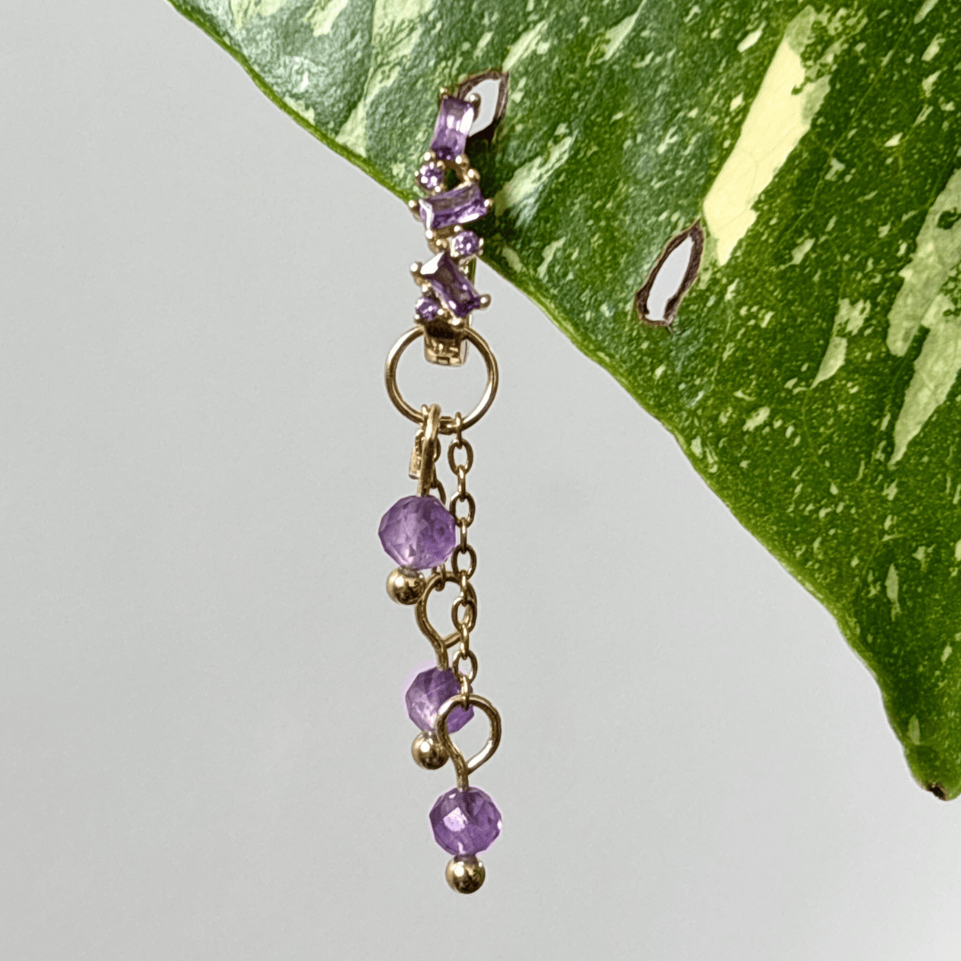 The Guide Crystals Gold | 1 PC Single Amethyst Lily of the Valley Crystal Earring Charm