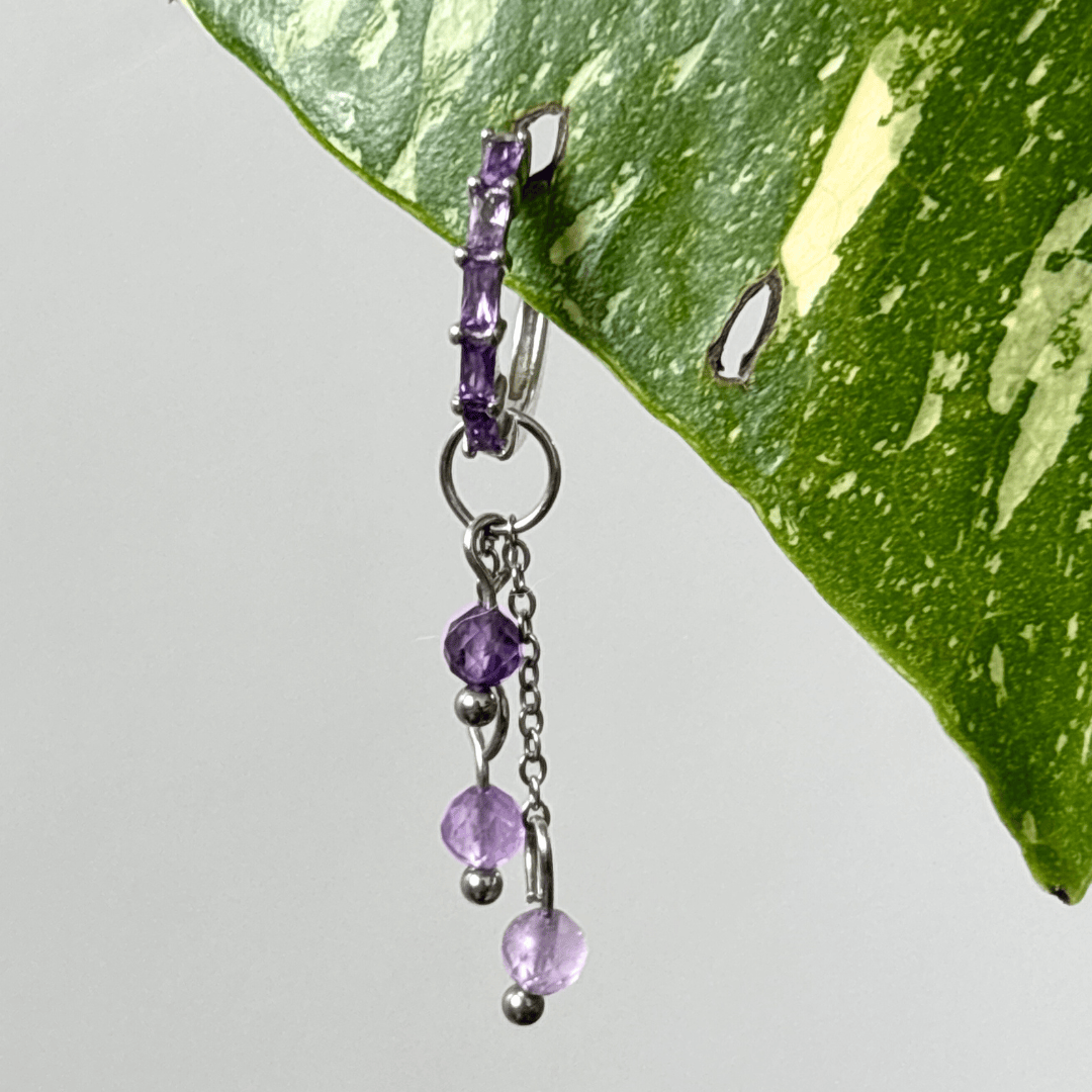 The Guide Crystals Silver | 1 PC Single Amethyst Lily of the Valley Crystal Earring Charm