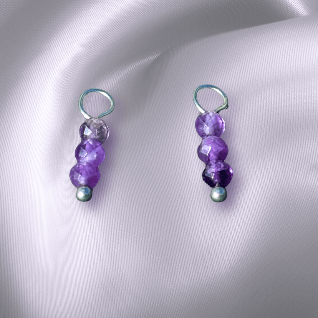 The Guide Crystals Amethyst Triple Dew Drop Crystal Earring Charms