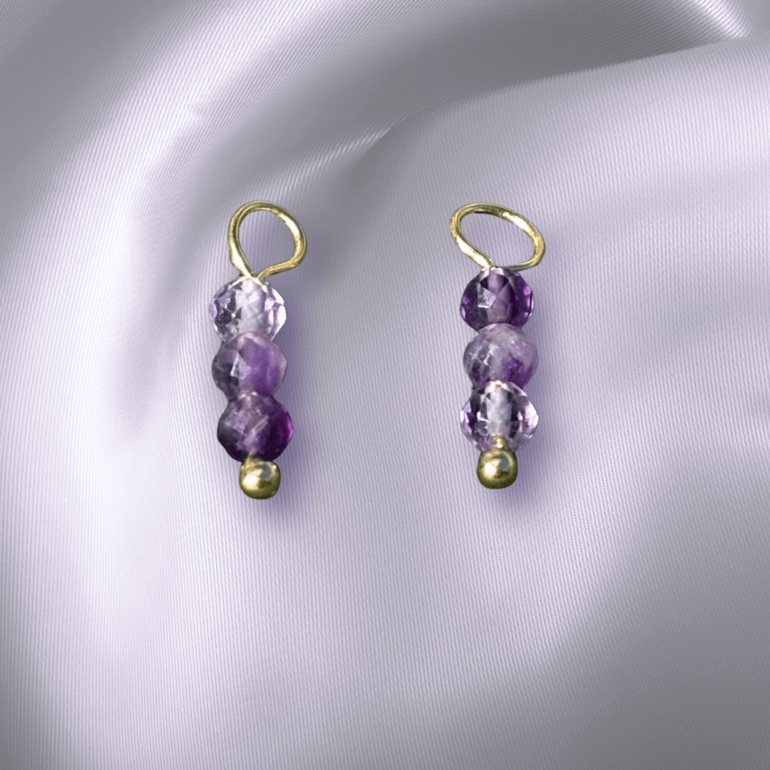 The Guide Crystals Amethyst Triple Dew Drop Crystal Earring Charms