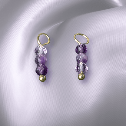 The Guide Crystals Amethyst Triple Dew Drop Crystal Earring Charms