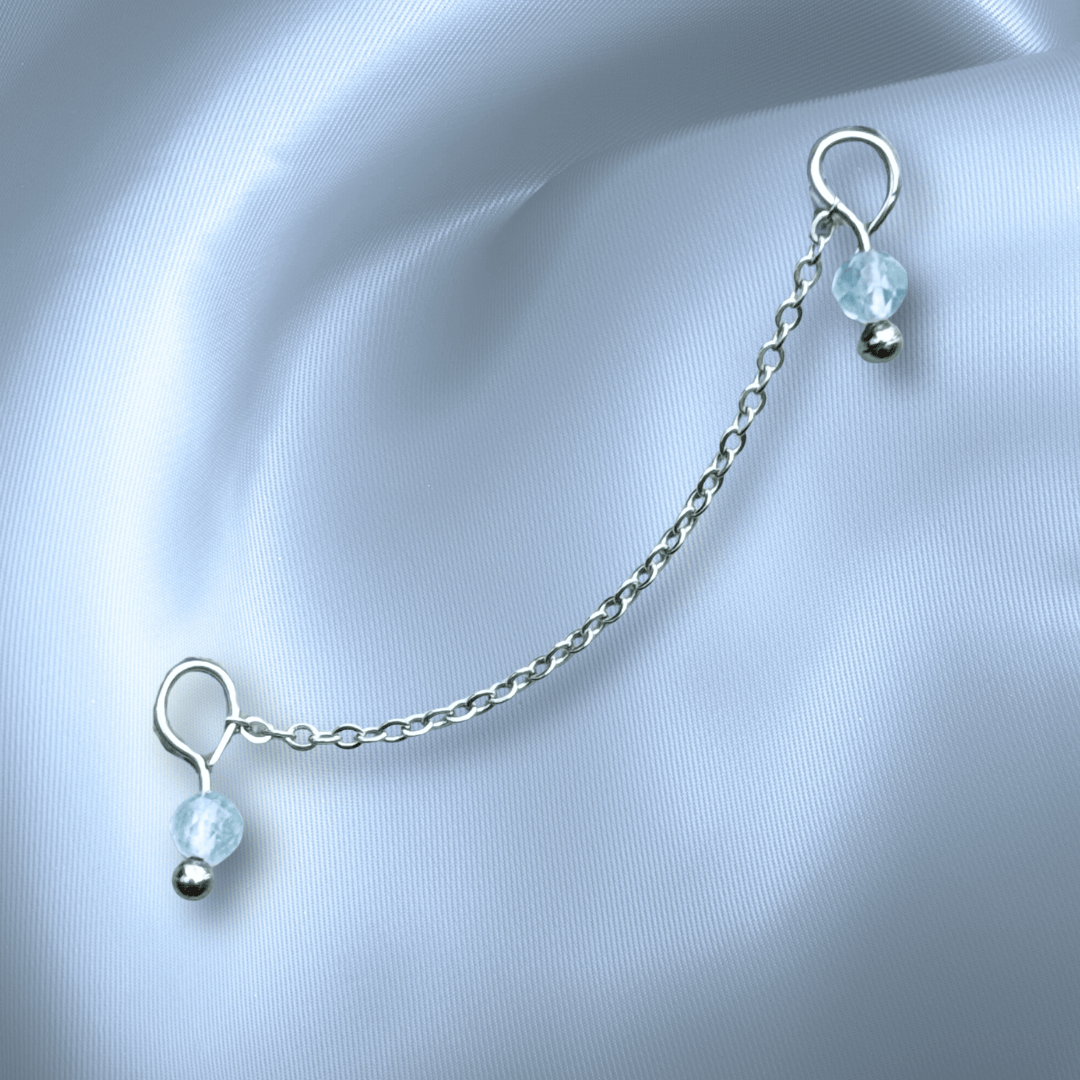 The Guide Crystals Aquamarine Aphrodite Chain Crystal Earring Charm