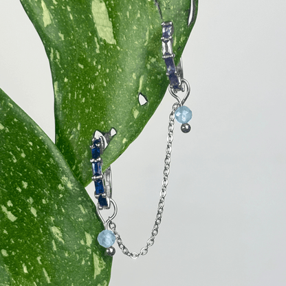 The Guide Crystals Silver | 1 PC Single Aquamarine Aphrodite Chain Crystal Earring Charm