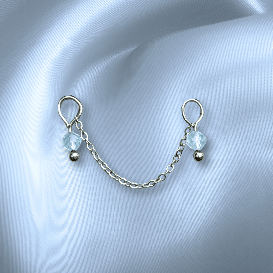 The Guide Crystals Aquamarine Aurora Chain Crystal Earring Charm