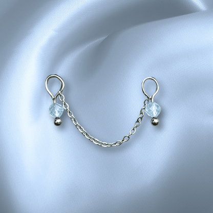 The Guide Crystals Aquamarine Aurora Chain Crystal Earring Charm