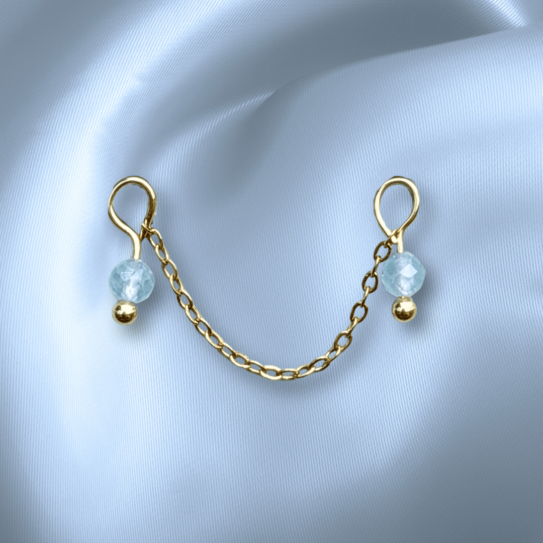 The Guide Crystals Aquamarine Aurora Chain Crystal Earring Charm