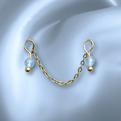 The Guide Crystals Aquamarine Aurora Chain Crystal Earring Charm