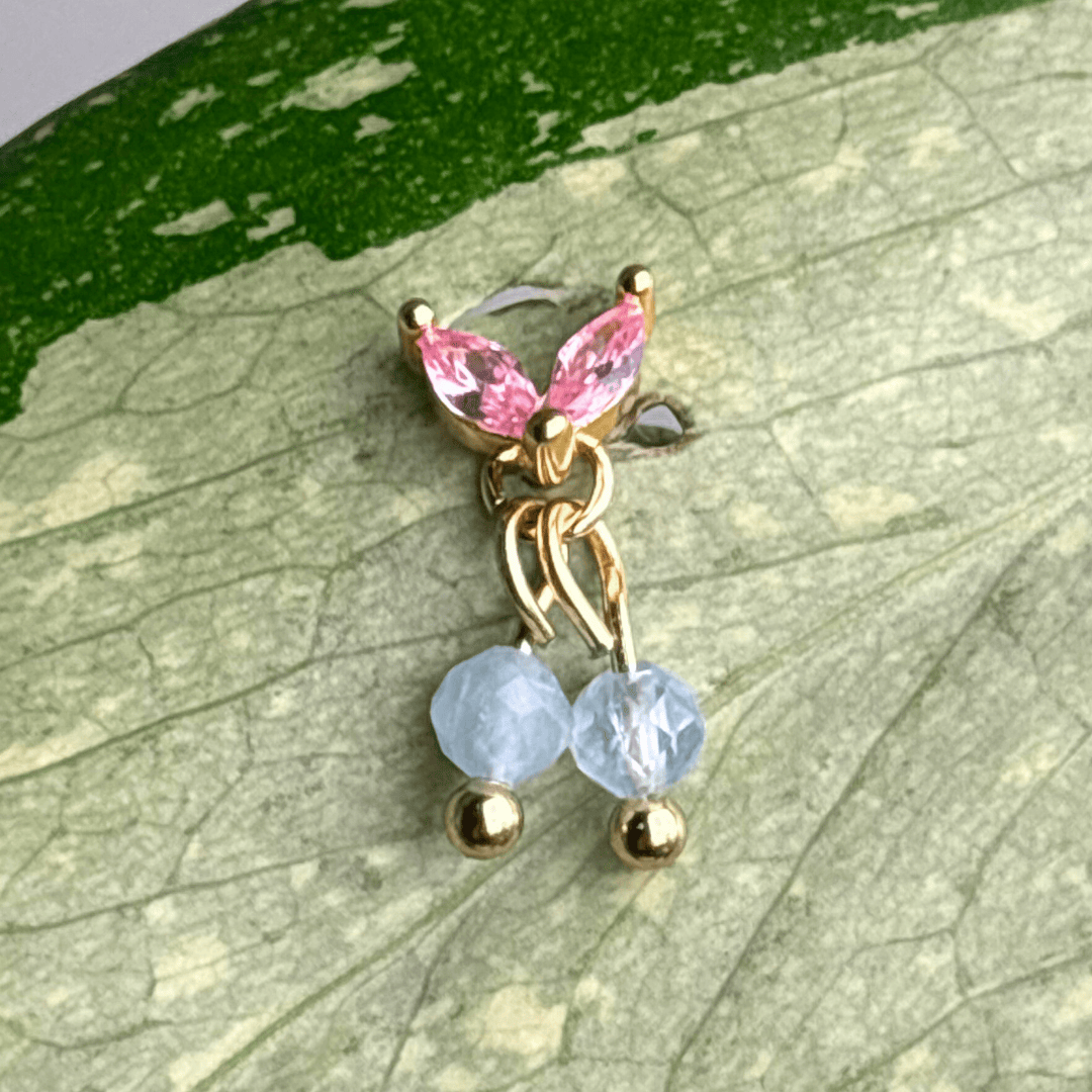The Guide Crystals Gold | 1 PC Single Aquamarine Cherry Charm for Stud Earrings
