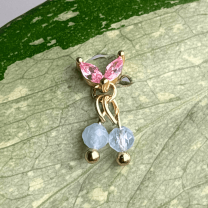 The Guide Crystals Gold | 1 PC Single Aquamarine Cherry Charm for Stud Earrings