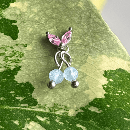 The Guide Crystals Silver | 1 PC Single Aquamarine Cherry Charm for Stud Earrings