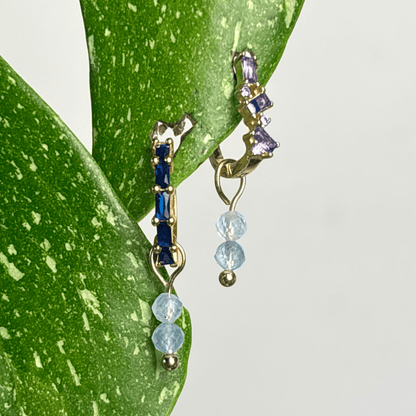 The Guide Crystals Gold Aquamarine Double Dew Drop Crystal Earring Charms