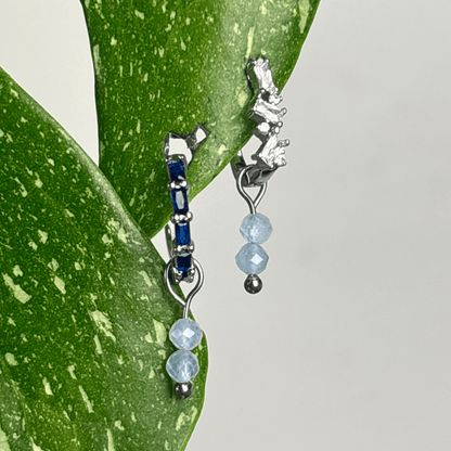 The Guide Crystals Silver Aquamarine Double Dew Drop Crystal Earring Charms