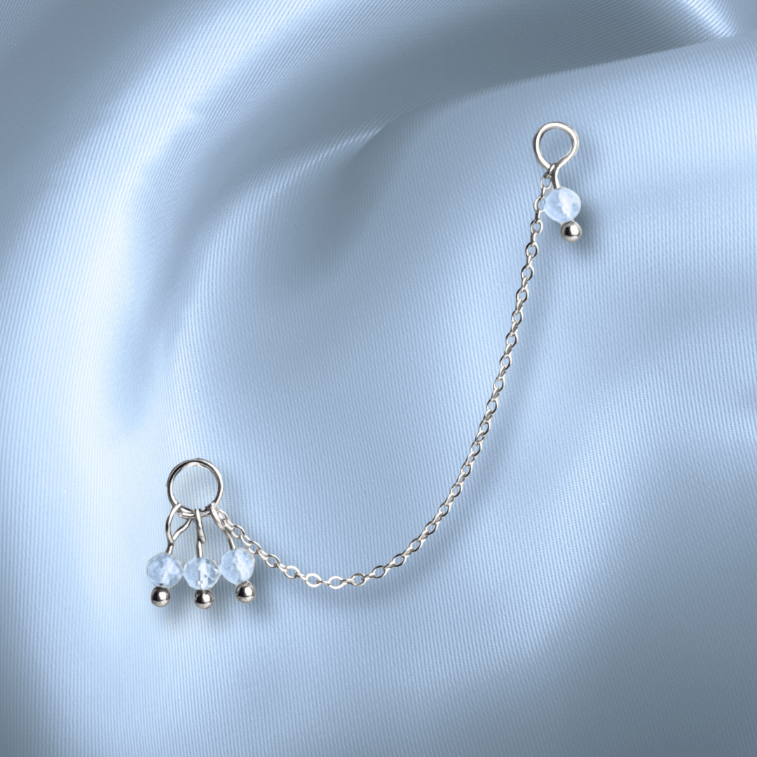 The Guide Crystals Aquamarine Grape Chain Earring Charm