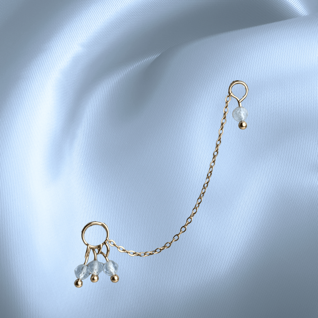 The Guide Crystals Aquamarine Grape Chain Earring Charm