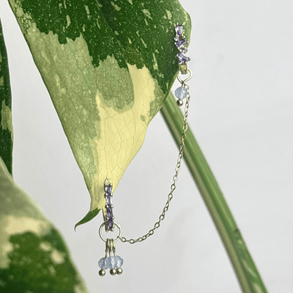 The Guide Crystals Gold | 1 PC Single Aquamarine Grape Chain Earring Charm