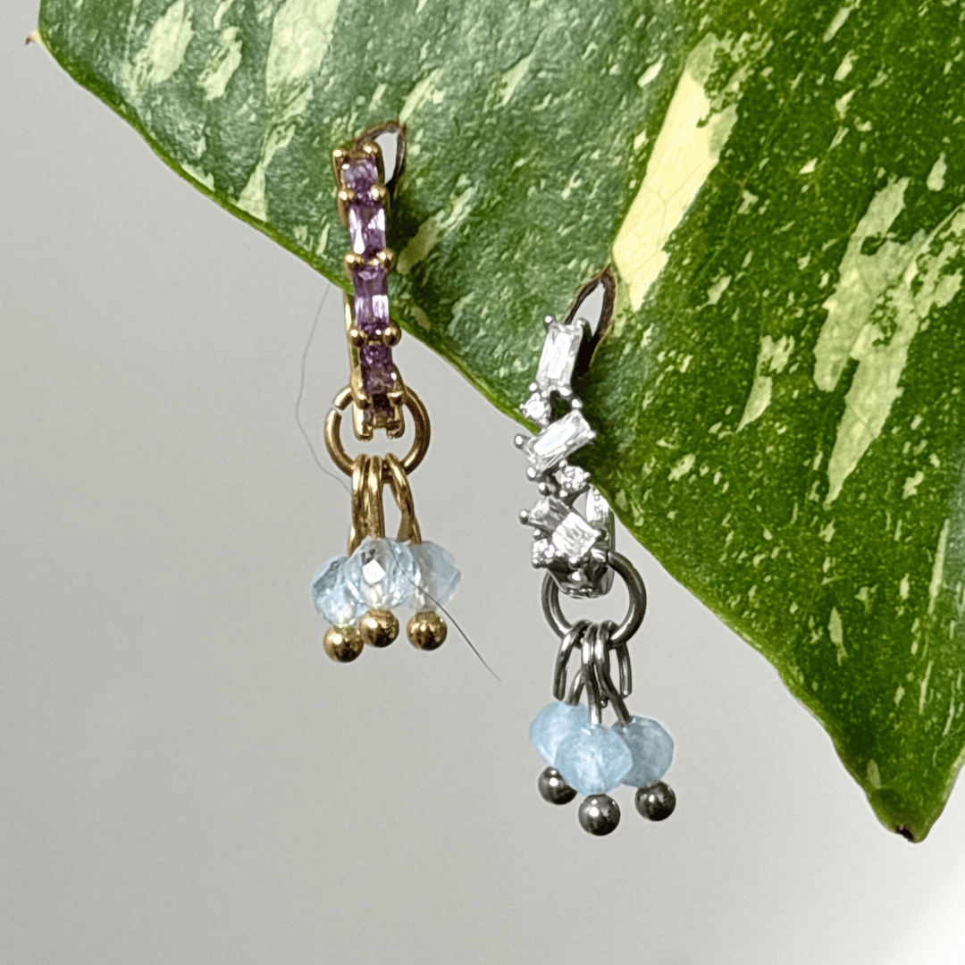 The Guide Crystals Aquamarine Grape Crystal Earring Charm