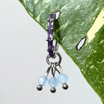 The Guide Crystals Silver | 1 PC Single Aquamarine Grape Crystal Earring Charm