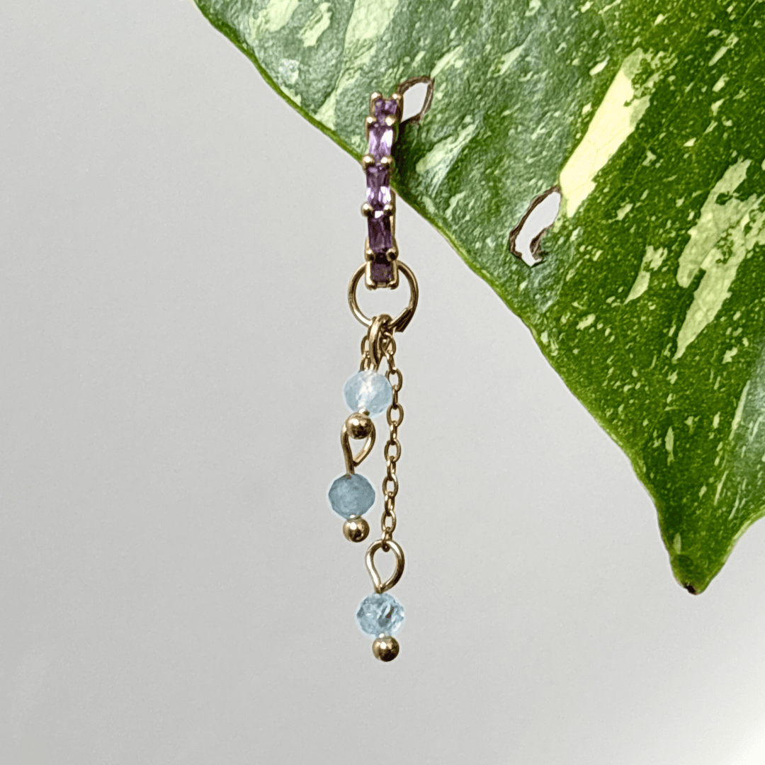 The Guide Crystals Gold | 1 PC Single Aquamarine Lily of the Valley Crystal Earring Charm