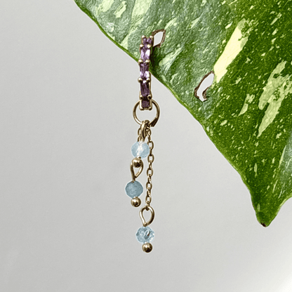 The Guide Crystals Gold | 1 PC Single Aquamarine Lily of the Valley Crystal Earring Charm