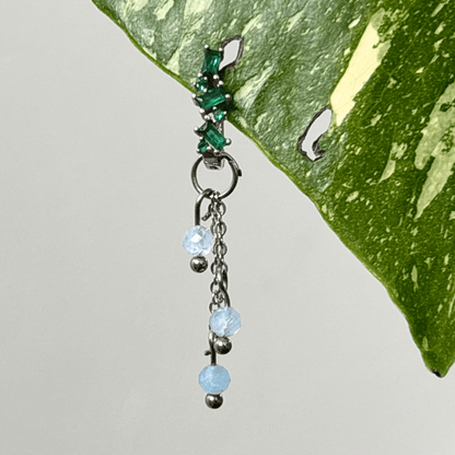 The Guide Crystals Silver | 1 PC Single Aquamarine Lily of the Valley Crystal Earring Charm