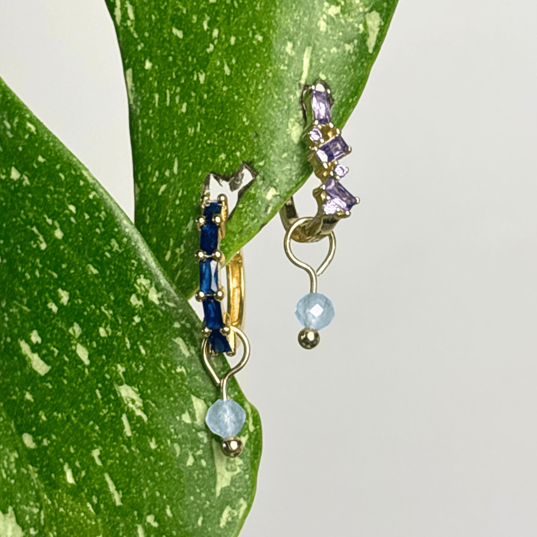 The Guide Crystals Gold Aquamarine Single Dew Drop Crystal Earring Charms