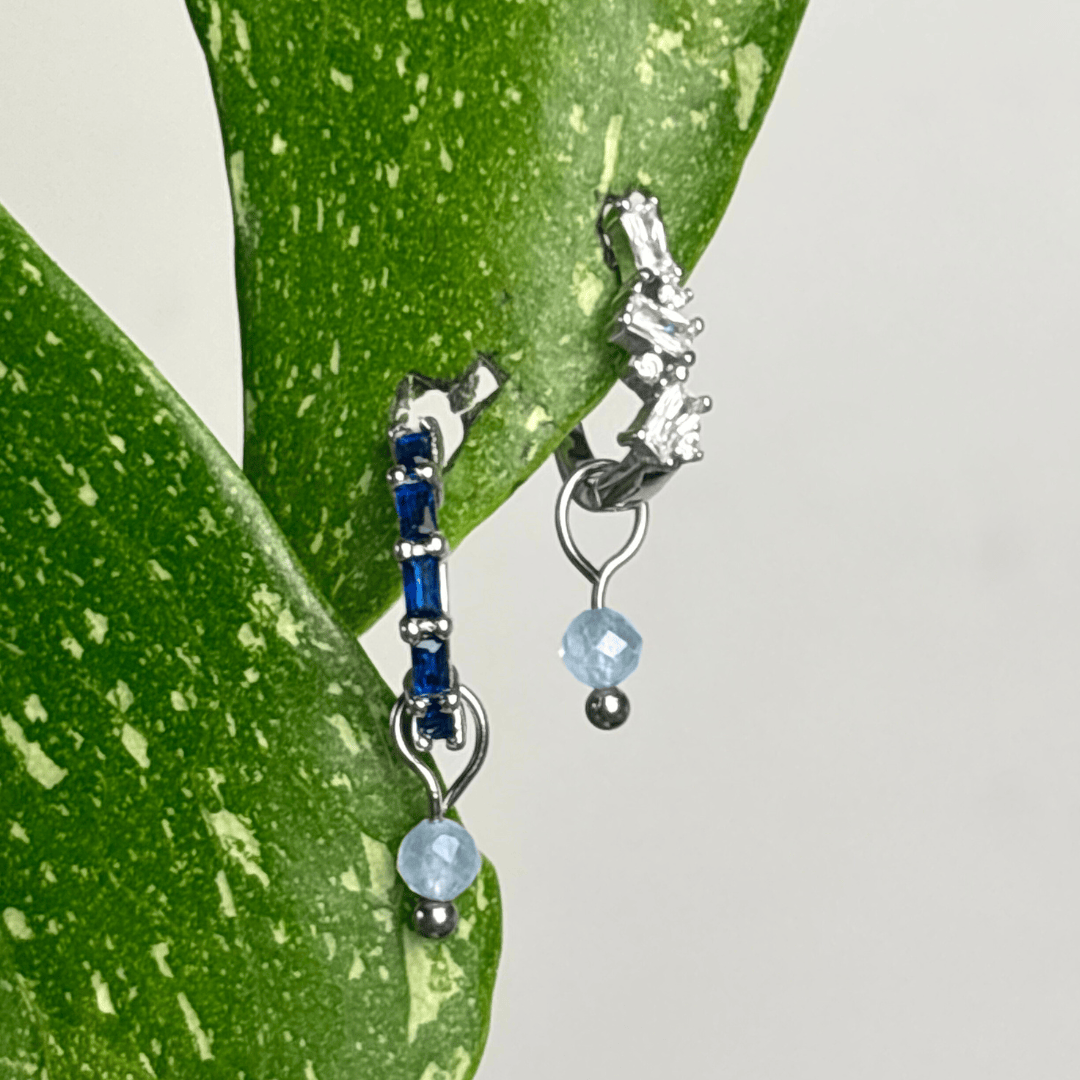 The Guide Crystals Silver Aquamarine Single Dew Drop Crystal Earring Charms