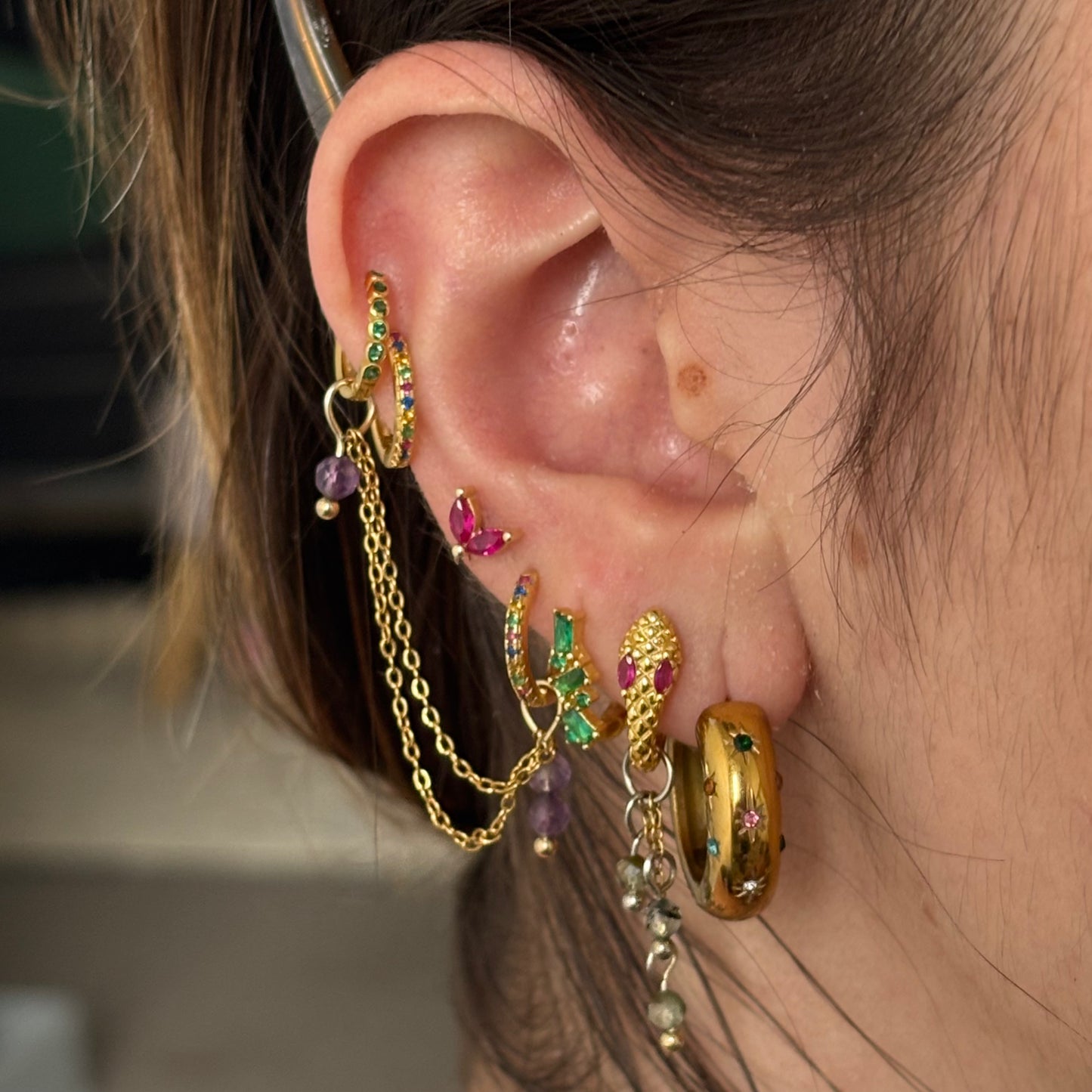 The Guide Crystals Aquamarine Triple Dew Drop Crystal Earring Charms