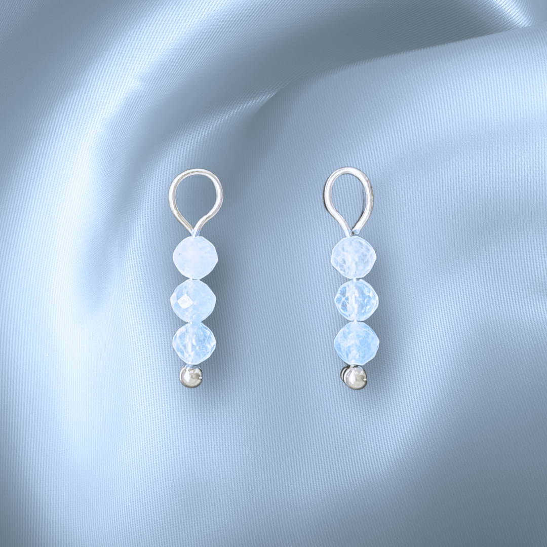 The Guide Crystals Aquamarine Triple Dew Drop Crystal Earring Charms