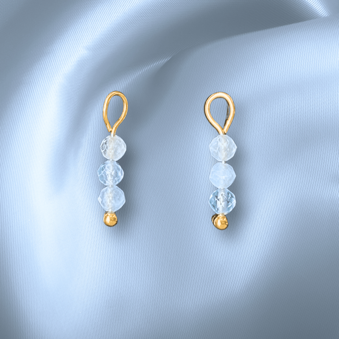 The Guide Crystals Aquamarine Triple Dew Drop Crystal Earring Charms