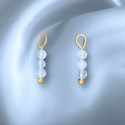 The Guide Crystals Aquamarine Triple Dew Drop Crystal Earring Charms