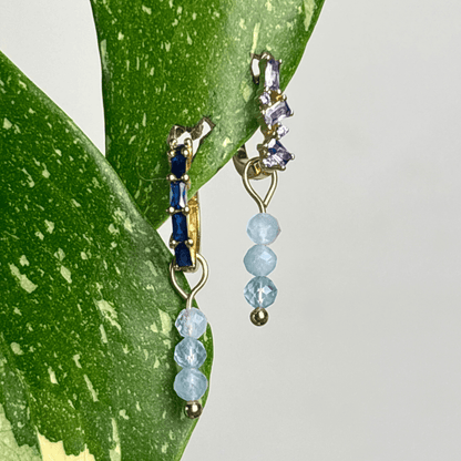 The Guide Crystals Gold Aquamarine Triple Dew Drop Crystal Earring Charms